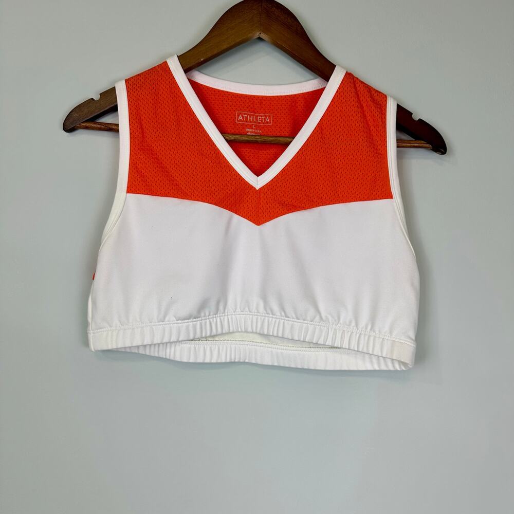Athleta Orange Mesh Crop Top sz L NWOT Athleisure Gym Exercise Workout
